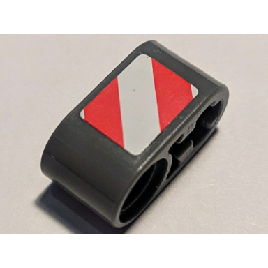 dark bluish gray technic liftarm thick 1 x 2 - axle hole with red and white danger stripes pattern model left side sticker - set 8071