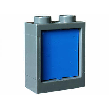 dark bluish gray window 1 x 2 x 2 flat front with blue glass 60592 60601