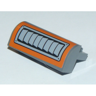 dark bluish gray slope curved 2 x 4 x 1 1 3 with 4 recessed studs with engine exhausts on orange background pattern model left side sticker - set 60103