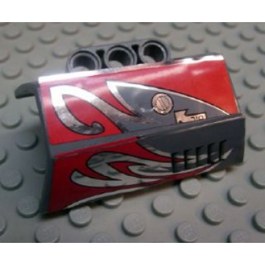 dark bluish gray technic panel engine block half side intake with red and silver flames oil cap pattern model right side stickers - set 8493