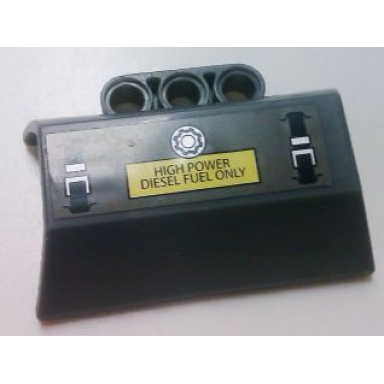 dark bluish gray technic panel engine block half side intake with high power diesel fuel only on yellow rectangle silver gas cap pattern sticker - set 8635