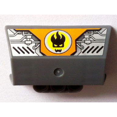 dark bluish gray technic panel engine block half side intake with agents dr inferno logo and mechanical pattern sticker - set 8636