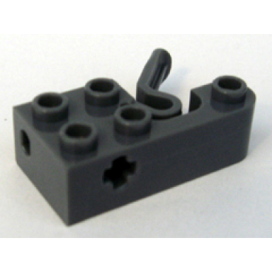 dark bluish gray projectile launcher 2 x 4 with 5 studs axle hole and pin lever