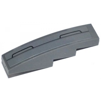 dark bluish gray slope curved 4 x 1 with black lines pattern model left side sticker - set 42023