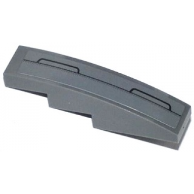 dark bluish gray slope curved 4 x 1 with black lines pattern model right side sticker - set 42023