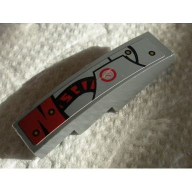 dark bluish gray slope curved 4 x 1 with dark red curved tube and hull plates pattern model left side sticker - set 70012-2