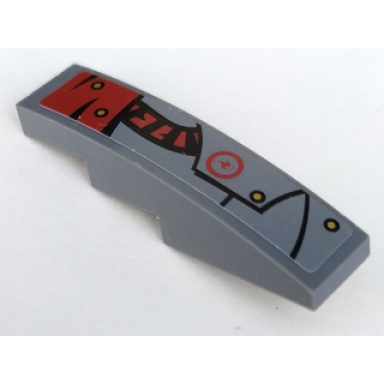 dark bluish gray slope curved 4 x 1 with dark red curved tube and hull plates pattern model right side sticker - set 70012-2