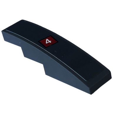 dark bluish gray slope curved 4 x 1 with white number 4 in red square pattern sticker - set 76903