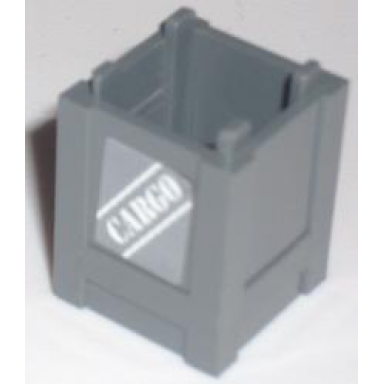 dark bluish gray container box 2 x 2 x 2 - top opening with white cargo pattern on opposite sides stickers - set 7739
