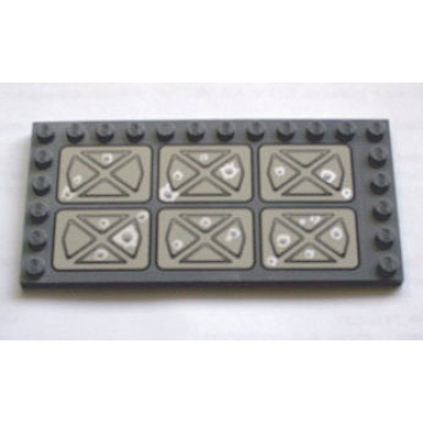 dark bluish gray tile modified 6 x 12 with studs on edges with geometric design with bullet holes pattern sticker - set 7705