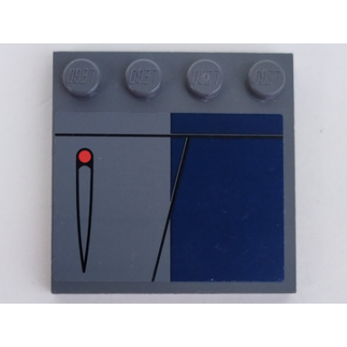 dark bluish gray tile modified 4 x 4 with studs on edge with lines red dot and dark blue rectangle pattern model left side sticker - set 8016