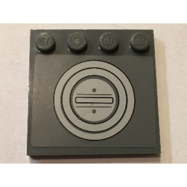 dark bluish gray tile modified 4 x 4 with studs on edge with light bluish gray circles pattern sticker - set 75053