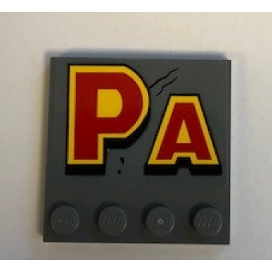 dark bluish gray tile modified 4 x 4 with studs on edge with pa pattern sticker - set 75936