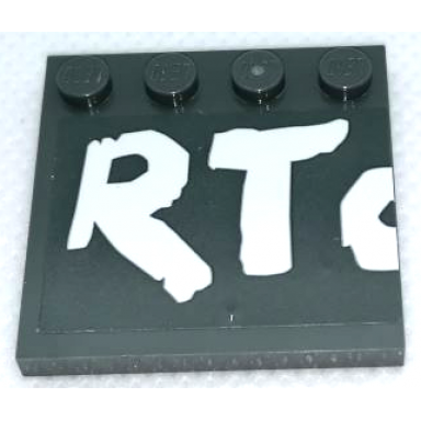 dark bluish gray tile modified 4 x 4 with studs on edge with rto o cut in half pattern sticker - set 75977