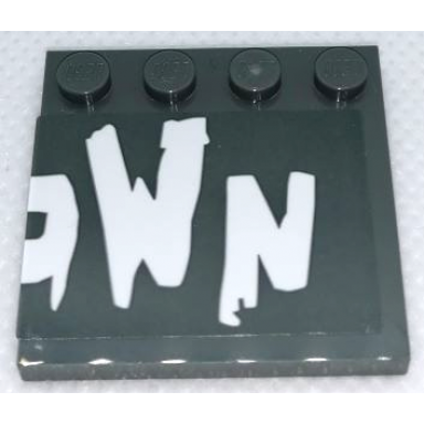 dark bluish gray tile modified 4 x 4 with studs on edge with own o cut in half pattern sticker - set 75977