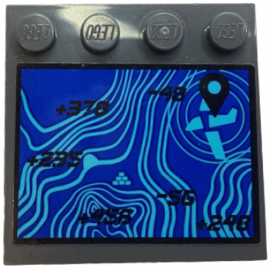 dark bluish gray tile modified 4 x 4 with studs on edge with blue altitude profile with black italic font numbers and plane position marker pattern sticker - set 60160
