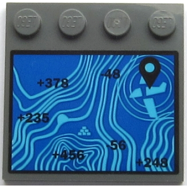 dark bluish gray tile modified 4 x 4 with studs on edge with blue altitude profile with black upright font numbers and plane position marker pattern sticker - set 60161