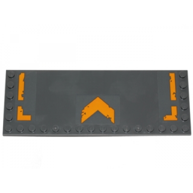 dark bluish gray tile modified 6 x 16 with studs on edges with yellow worn arrow and stripes on sides pattern stickers - set 75171
