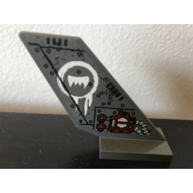 dark bluish gray tail shuttle with worn bolted metal plates and white fang pattern model left side sticker - set 70009