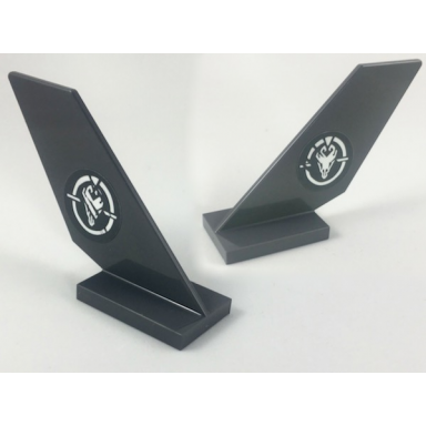dark bluish gray tail shuttle with white dragon skull symbols pattern on both sides stickers - set 70653