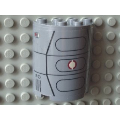 dark bluish gray cylinder half 2 x 4 x 4 with sw escape pod pattern sticker - set 8039
