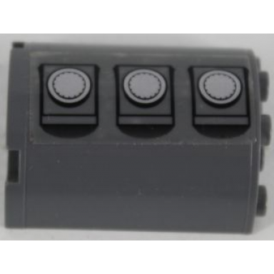 dark bluish gray cylinder half 2 x 4 x 4 with 3 gas tank hatches pattern model left side sticker - set 7683