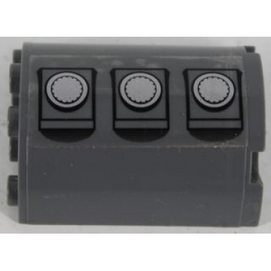 dark bluish gray cylinder half 2 x 4 x 4 with 3 gas tank hatches pattern model right side sticker - set 7683