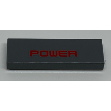 dark bluish gray tile 1 x 3 with red power pattern