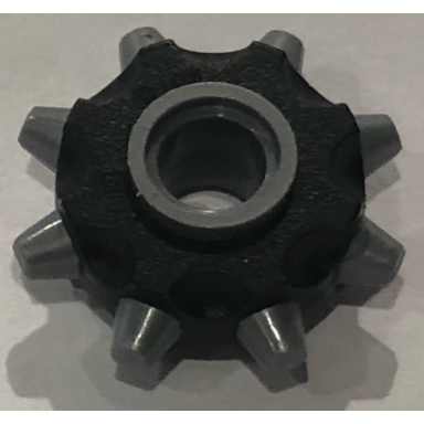 minifigure gear wheel rip-tire with black pattern