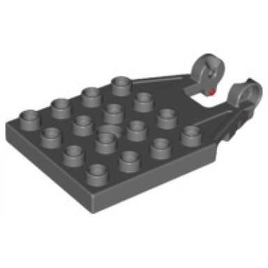 dark bluish gray duplo plate 4 x 4 with 16 studs and hinge with red gaskets