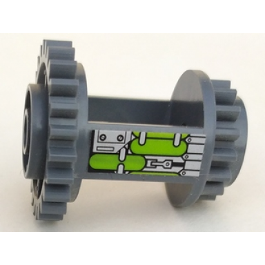 dark bluish gray technic gear differential 24-16 tooth with lime containers pattern model right side sticker - set 7477