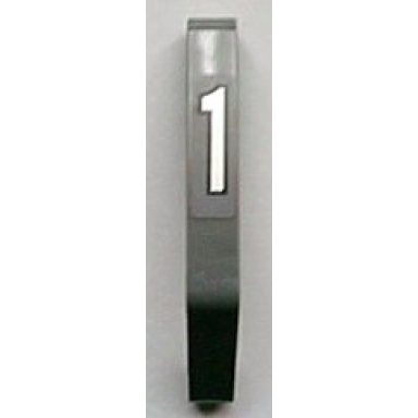 dark bluish gray technic liftarm modified bent thick 1 x 9 6 - 4 with white number 1 pattern sticker - set 8256