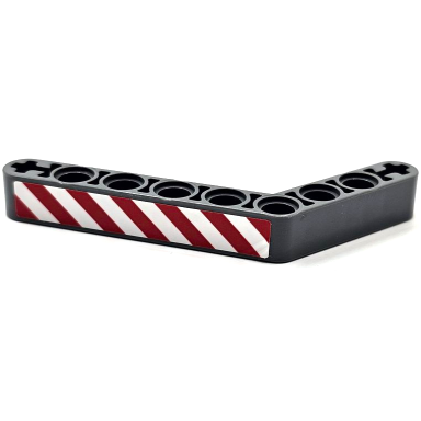 dark bluish gray technic liftarm modified bent thick 1 x 9 6 - 4 with red and white danger stripes pattern model left side sticker - set 42080