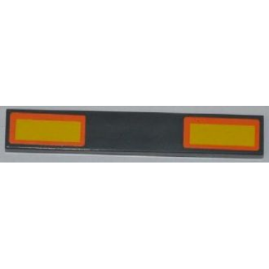 dark bluish gray tile 1 x 6 with 2 yellow rectangles with orange outline pattern stickers - sets 7686 7747