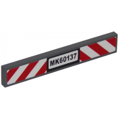 dark bluish gray tile 1 x 6 with red and white danger stripes and mk60137 pattern sticker - set 60137