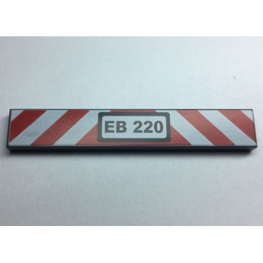 dark bluish gray tile 1 x 6 with eb 220 and red and white danger stripes pattern
