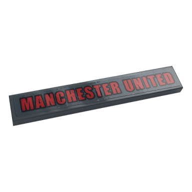 dark bluish gray tile 1 x 6 with red manchester united on dark bluish gray background pattern sticker - set 10272