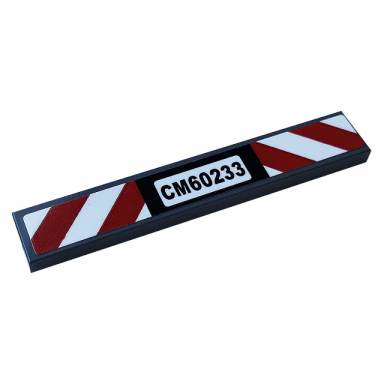 dark bluish gray tile 1 x 6 with white and red danger stripes and cm60233 pattern sticker - set 60233