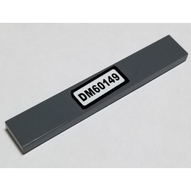 dark bluish gray tile 1 x 6 with dm60149 pattern sticker - set 60149