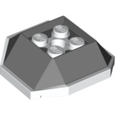 dark bluish gray shell with 4 recessed studs and hole with molded white bottom pattern