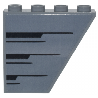 dark bluish gray slope inverted 60 4 x 1 x 3 with black angled stripes pattern side a sticker - set 76269