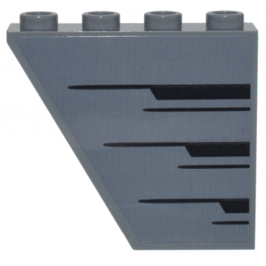 dark bluish gray slope inverted 60 4 x 1 x 3 with black angled stripes pattern side b sticker - set 76269