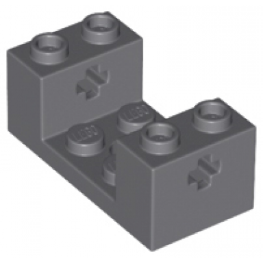 dark bluish gray technic brick 2 x 4 x 1 1 3 with axle holes and 2 x 2 cutout