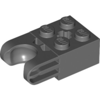 dark bluish gray technic brick modified 2 x 2 with ball socket and axle hole - straight forks with round ends and closed sides