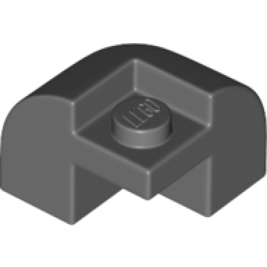 dark bluish gray slope curved 2 x 2 x 1 1 3 corner round with recessed stud