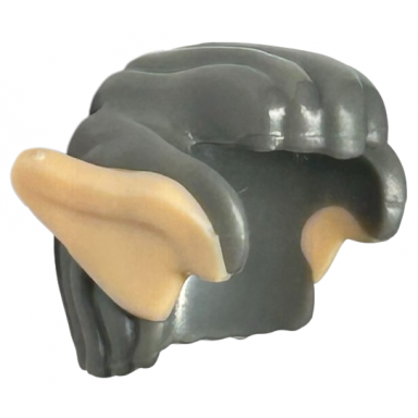 dark bluish gray minifigure hair short swept back with molded light nougat elf goblin orc ears pattern
