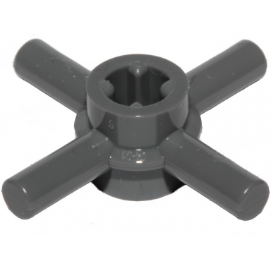 dark bluish gray technic axle connector hub with 4 bars and through axle hole