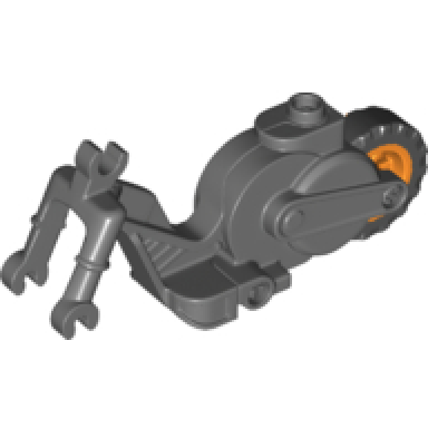 dark bluish gray flywheel stuntz riding cycle with orange rear wheel and black tire