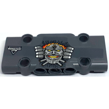 dark bluish gray technic panel plate 3 x 7 x 1 with monster jam and monster mask pattern model right side sticker - set 42119
