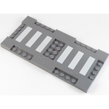 dark bluish gray brick modified 8 x 16 x 2 3 with 1 x 4 and 2 x 4 indentations with 6 white stripes crosswalk pattern